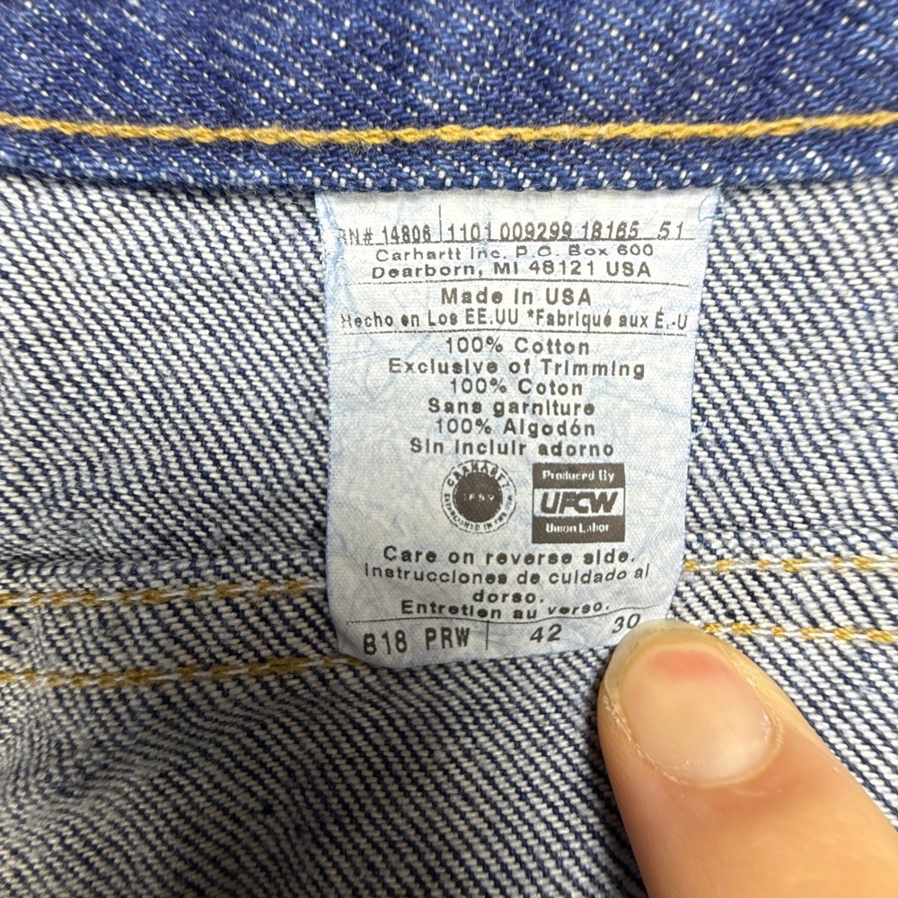 Carhartt Mens Traditional Fit Tapered Leg Denim Jeans 42x30 Blue B18 PRW NOS NWT - Picture 4 of 10